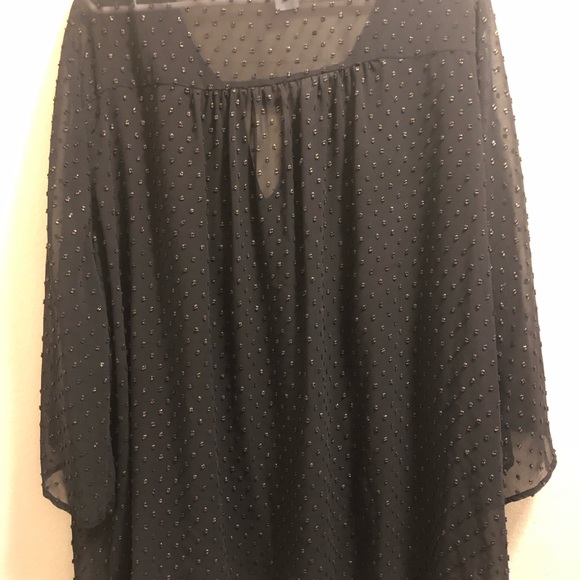 Torrid sheer blouse with gold textured polka dots - Picture 3 of 5